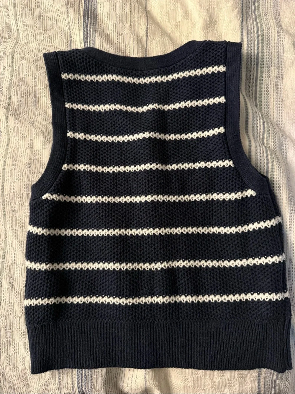 abercrombie kids Navy & White Striped V-Neck Knit Vest